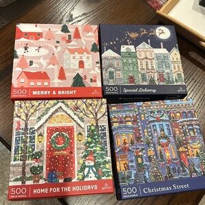 Galison puzzle bundle of 4 - winter theme Christmas Street/ Home for the holiday